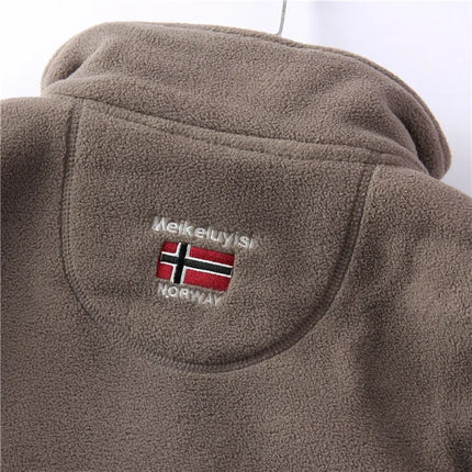 New Winter Thicken Men Polar Fleece Jacket Stand Collar Plus Size Outdoor Overcoat Warm Norway Jacket Classic Outwear