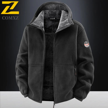 COMXZ Plus Size New Jacket Classic Hooded Travel Thickened Warm Coat Premium Fleece Camping Windproof Autumn Winter Garment